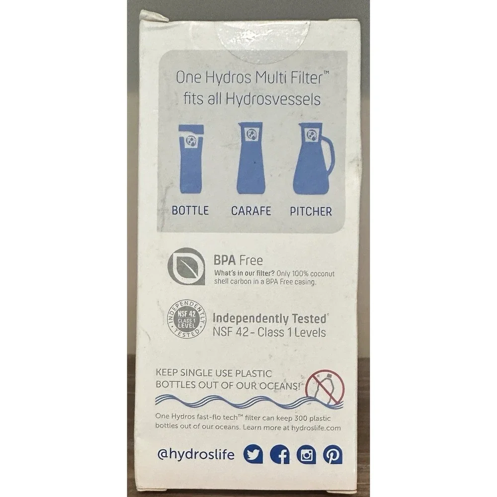 Hydros Multi Filter Replacements Fits All Hydros Vessels Carafe Pitcher 1 filter